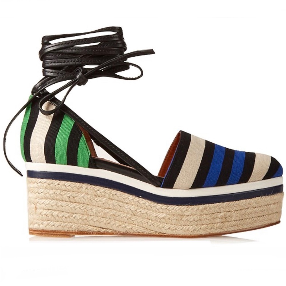 Lanvin Platform Espadrille Wedge Striped sz 38